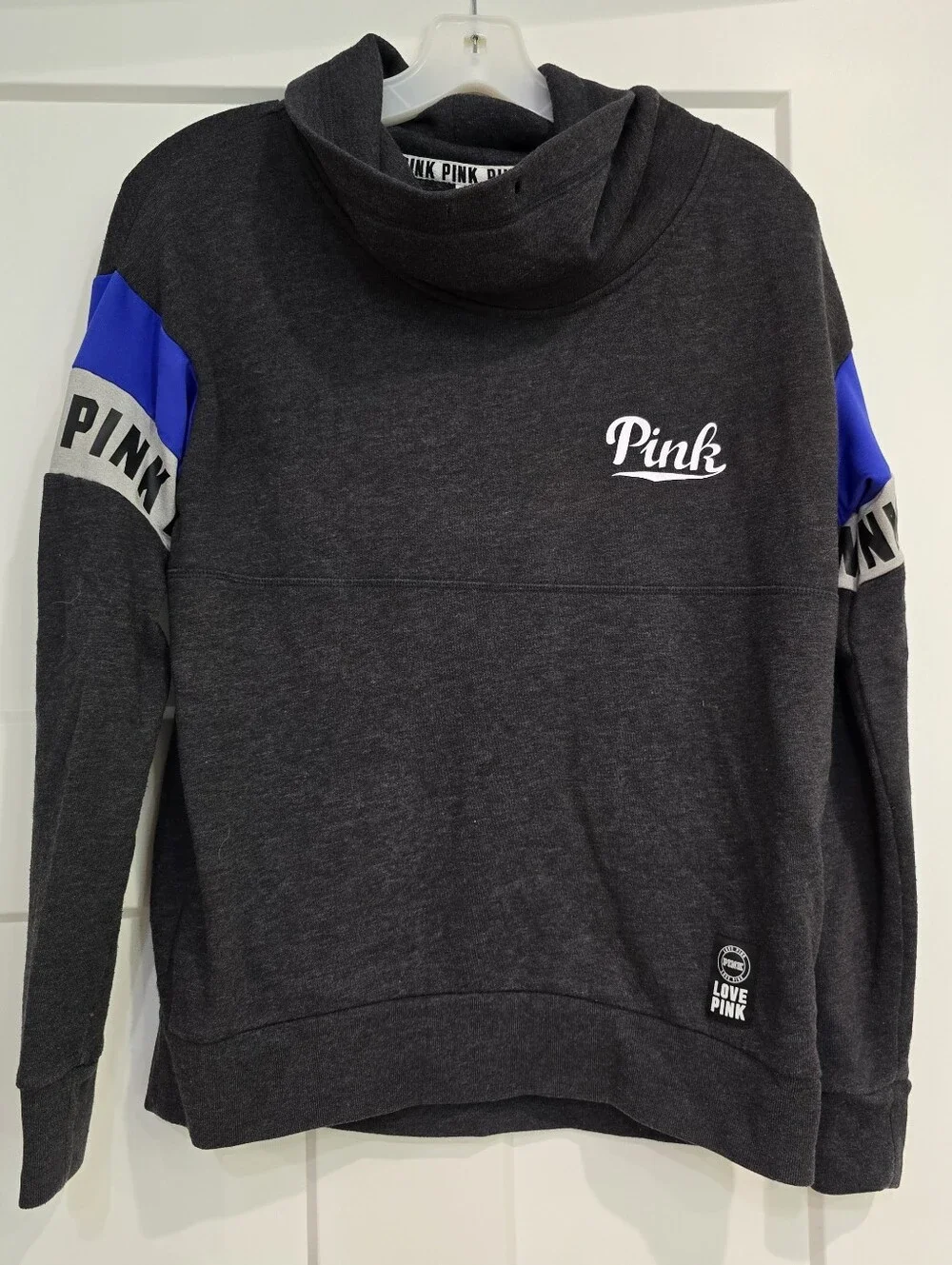 Victoria's Secret Love Pink Sweatshirt Women's XS Grey Blue Y2K Preppy